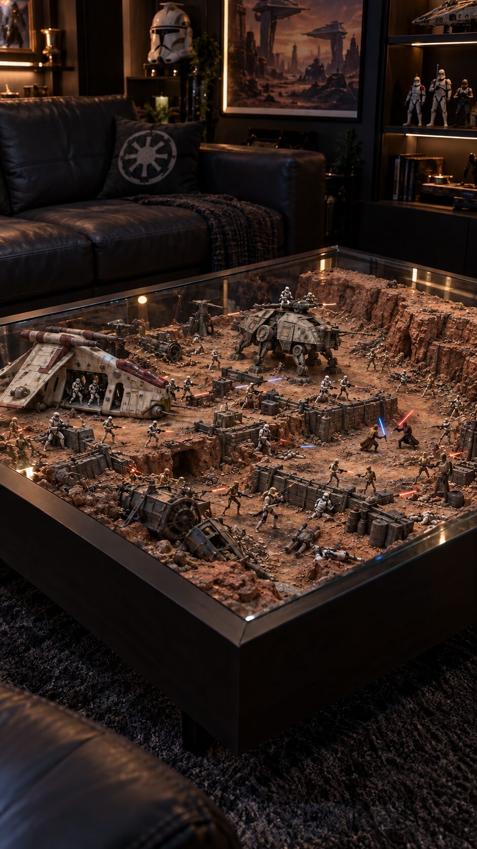Table lumineuse Star Wars modèle Clone Wars, diorama de champ de bataille